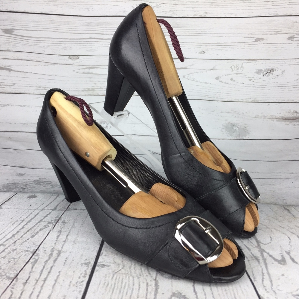 Vigotti Women's Shoes 10 W Black Leather Heels